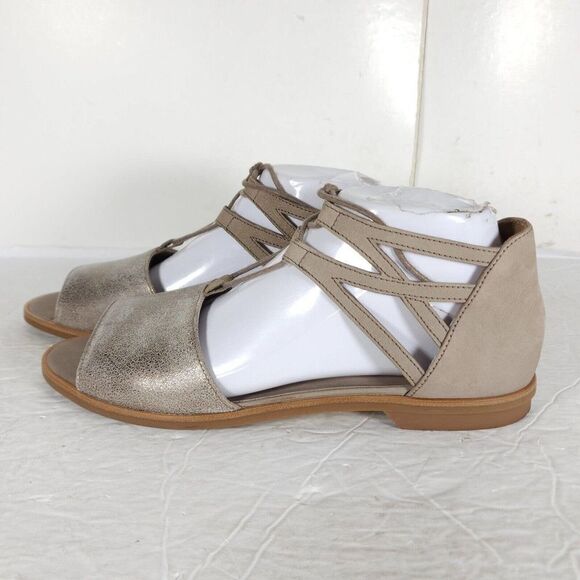 Paul Green Women's Morea US 8,5 Uk 6 Leather Metallic Taupe Lace-Up Sandals - Picture 2 of 15